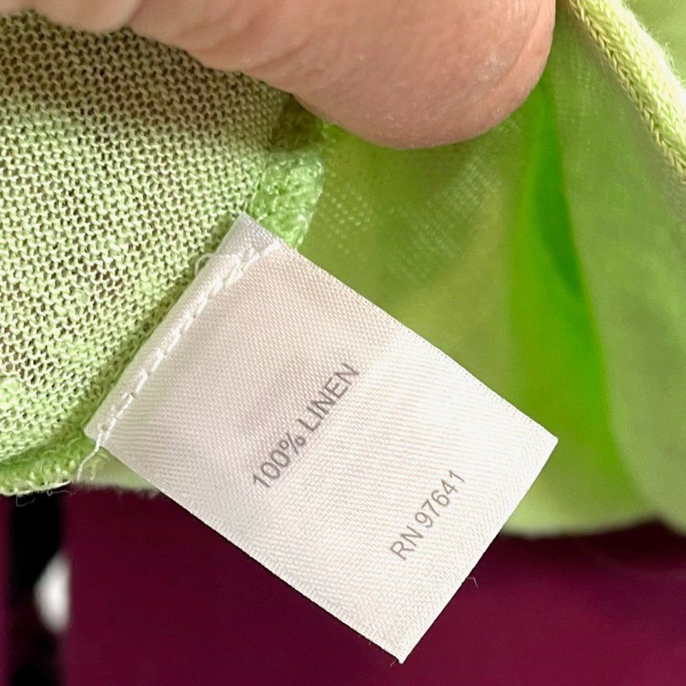 J. Jill Love Linen V-Neck Top Shirt Lime Mint Green XS Petite T-shirt - Picture 6 of 9